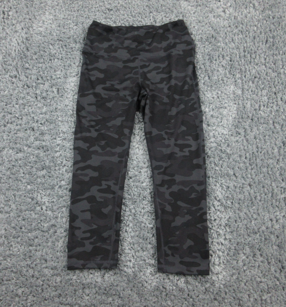 Danskin Pants Womens Medium Black Camouflage Workout Yoga Athletic 26x20.5*